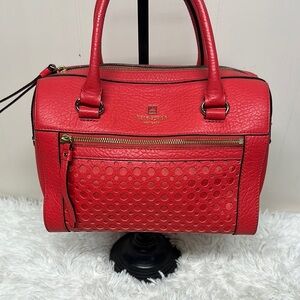 Kate Spade Red Satchel with Textured Design